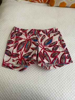 leaf print cotton chino shorts